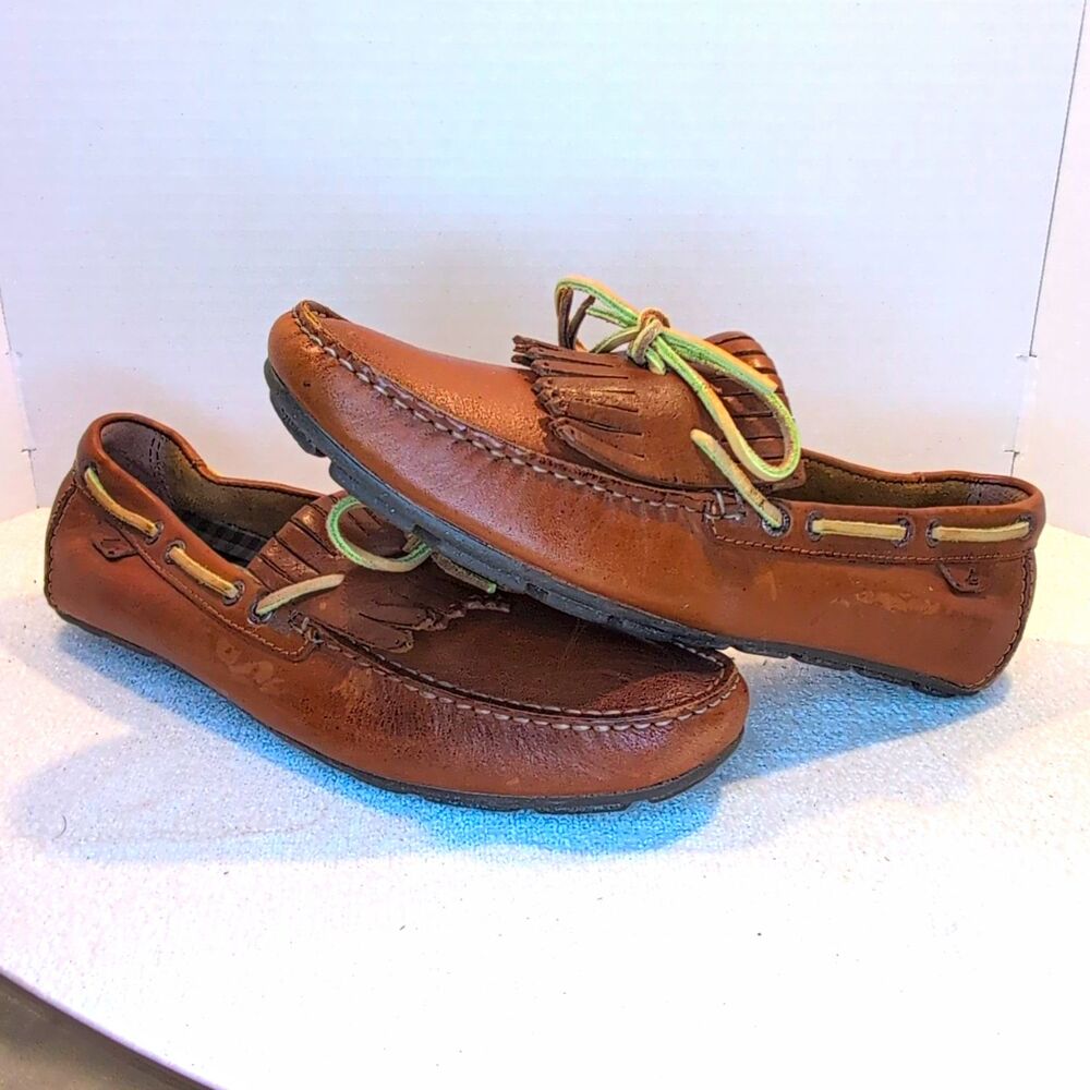 Sperry Top-Sider Men’s Brown Leather Fringe Moccasin Lace-Up Loafers US 10.5 M